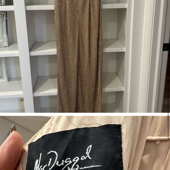 MAC DUGGAL, BEADED SPAGHETTI STRAP COLUMN Gold GOWN - Picture 7 of 7